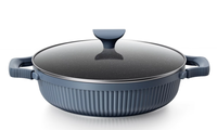 Ensemble de 4 ustensiles de cuisine japonais neufs en fonte antiadhésive avec couvercle en verre, qualité alimentaire, motif grain vertical bleu, pour restaurant commercial