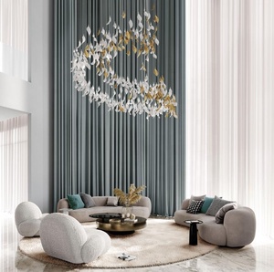 Lustre à feuilles en céramique au design moderne <span class=keywords><strong>Suspension</strong></span> d'art personnalisée Feuilles d'or blanc Luminaires pour dessus de table - Product Image 6