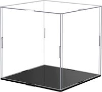 Vitrine en acrylique transparente, boîte anti-poussière avec base noire pour modèles Lego et jouets de collection
