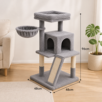 Direct usine Arbre à chat compact avec panier-coussin en peluche, rampe à griffer et structure gain de place