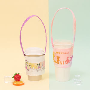 ถุงใส่แก้วชานมผ้าแคนวาสรักษ์โลกพร้อมปลอกหุ้ม ดีไซน์ทันสมัย หลากสี ใช้ซ้ำได้ พร้อมหูหิ้ว - Product Image 3