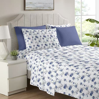 Ensemble de draps ajustés imprimés floraux 6 pièces emballés en cadeau, ensemble de draps ajustés imprimés colorés 6 pièces, ensemble de draps ajustés imprimés colorés taille King