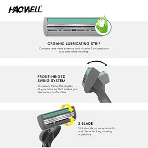 HAOWELL P04302 Afeitadora Desechable de Tres Cuchillas, Maquinilla de Afeitar de Goma de Plástico con Lubricante <span class=keywords><strong>AMAZON</strong></span> <span class=keywords><strong>para</strong></span> <span class=keywords><strong>Hombre</strong></span> y Mujer - Product Image 4