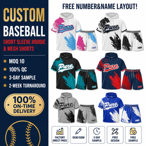 Setelan Baseball Anak Laki-laki: Kaos Hoodie Pendek & Celana Pendek Jaring, Cocok untuk Musim Panas, Bahan Adem, Gaya Streetwear - Product Image 1