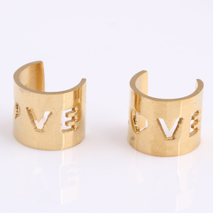 <b>Cuff</b> <b>Earrings</b> Love Letter Stainless Steel Ear Clip Geometric Design Gift For Women Men Hip Hop Style - Product Image 4