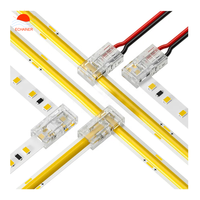 Connecteur de bande LED transparent sans soudure 2 broches en L ou en T de 8 mm et 10 mm pour bandes LED COB et SMD haute densité