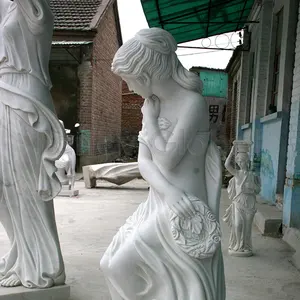 Batu taman luar ruangan patung dewi marmer indah ukuran manusia