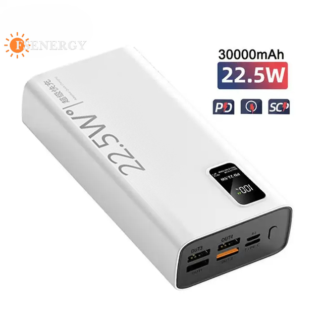 High Capacity 30000mAh Portable Charger Dual USB Quick Charge PD Power Bank with Digital Display 20W Output Power