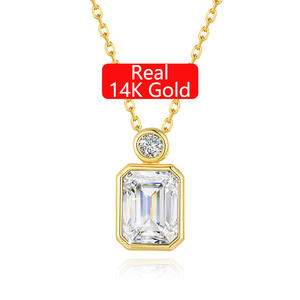 Liontin Perhiasan Emas 14K Berongga <span class=keywords><strong>2</strong></span> Karat 3 Karat 4 Karat Potongan Zamrud Moissanite Putih Berlian Emas Kalung Wanita - Product Image 1