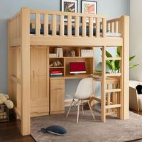 Lit superposé simple et multifonctionnel, en bois massif, style loft avec bureau, simple et à la mode, vente en gros