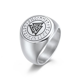 Nordic Viking Vintage Celtic Triangle Knot <b>Titanium</b> Steel <b>Ring</b> Men's Jewelry Gift Geometric Design Gold Color - Product Image 5