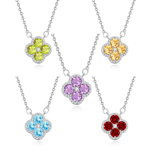 SPJ 925 Sterling Silver Natural Stone Four Leaf Clover Pendant Necklace for Women Elegant <strong>Lucky</strong> Charm Clavicle Chain <strong>Jewelry</strong> - Product Image 1