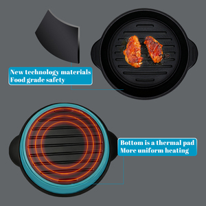 Olla Redonda Antiadherente Multifunción para <span class=keywords><strong>Microondas</strong></span>, Olla para Arroz, Olla para Freír en <span class=keywords><strong>Microondas</strong></span>, Parrilla de Alta Calidad para Horno de <span class=keywords><strong>Microondas</strong></span> - Product Image 3