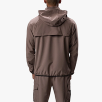 Veste utilitaire légère coupe-vent pour homme, avec logo personnalisé imprimé, en tissu ripstop, avec capuche et fermeture éclair, pour l'automne