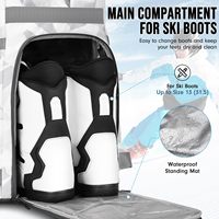 Sac à dos imperméable pour bottes de ski 65L avec 8 poches, sacs pour bottes de ski et de snowboard pour les voyages en avion, sacs à dos pour équipement de ski pour adultes