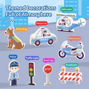 Ensemble de construction magnétique en cristal série Police 28-42 pièces, jouet de construction 3D STEM avec blocs magnétiques Voiture de police et Hélicoptère - Product Image 2