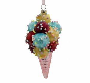 Ornement de Noël en verre sur le thème de la nourriture ludique pour les fêtes de Noël à la maison, cadeau mignon pour les amateurs de crème glacée, passionnés de décoration de vacances - Product Image 5