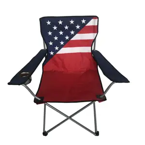 컴팩트 접이식 안락 의자 미국 국기 쿼드 프로모션 성인 캠핑 의자