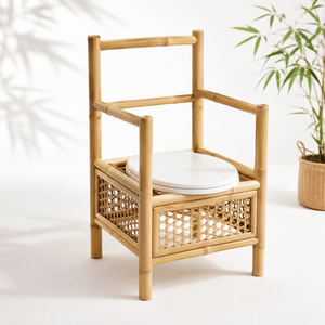 Silla de Inodoro de Bambú Premium, Altura Ajustable, Reposabrazos Acolchados, Recipiente Extraíble, Impermeable, Certificación Clase III, para Personas Mayores - Product Image 5