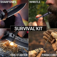 Kits de survie en plein air durables avec cordon de parachute allume-feu poignée chasse Camping sifflet couteau pliant tactique