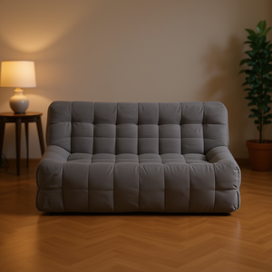 Divano a Tre Posti Homeera in Tessuto Grigio con Schienale Trapuntato, Stile Minimalista per Arredamento Soggiorno - Product Image 2