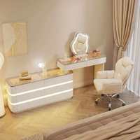 Table de toilette de luxe moderne et durable en MDF avec miroir LED pour maquillage