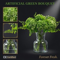 30cm Kunstmatige Groene Allium Bloemstuk, Bolvormige Knopclusters, Varenblad, Glazen Vaas, Op Maat OEM, Decoratie voor Huis en Kantoor