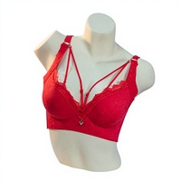 Soutien-gorge rouge sexy sans armatures, respirant, dos nu, trois quarts, style quotidien, bretelles réglables, tricoté