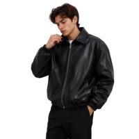 Veste en cuir PU pour homme avec rembourrage - Vêtement d'hiver décontracté et doux, coupe ample et régulière, manteau coupe-vent pour les trajets quotidiens