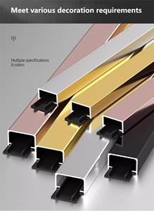 Moulage de bordure décoratif en alliage d'<span class=keywords><strong>aluminium</strong></span> en forme de <span class=keywords><strong>U</strong></span> avec finition titane pour les intérieurs modernes - Product Image 5