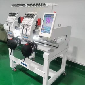 Máquina de Bordar Industrial Zoyer de Doble Cabezal y 9 Agujas, 360x510mm, Computarizada, para Bordado Plano y de Gorras - Product Image 1