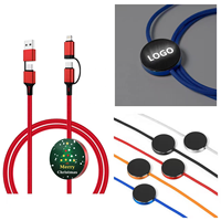Câbles de chargeur de téléphone promotionnels de Noël 4 en 1, type C 60W, en nylon tressé, avec logo personnalisé lumineux, cadeau d'entreprise de Noël