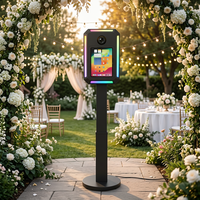 Photo Booth Berdiri Terbaru, Kompatibel dengan iPad 11 Inch, Lampu Warna RGB, Casing Perangkat Selfie untuk Sewa.