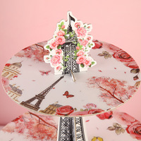 Support à cupcakes 3 niveaux Paris Party, décorations thème rose européen, fournitures de fête d'anniversaire, vente chaude, papier durable
