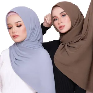Thời Trang Cao Cấp Gọn Gàng Voan Mini Xếp Li Hijab Phụ Nữ Hồi Giáo Khăn Choàng Cho Malaysia