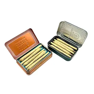 Cerradura con bisagras certificada resistente a los niños Contenedor de metal rectangular Reciclable Pre-rolls Juntas Hermético CR Embalaje de caja de estaño