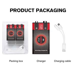 Batterie numérique au lithium-ion rechargeable 9V 1100mAh avec interface USB personnalisable, modèle KINVS 6F22 en stock - Product Image 3