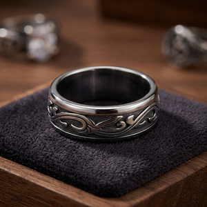 Anillos de Compromiso y Matrimonio Ovalados de Acero Inoxidable con Baño de Oro Rosa, Modernos y Personalizados para Hombre, de UM Jewelry, para Uso Diario y Regalo - Product Image 2
