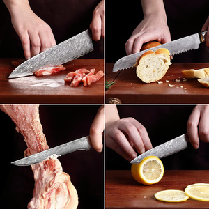 Ensemble de couteaux de cuisine professionnels avec lame en acier inoxydable carbone Damas et manche en résine - Product Image 4