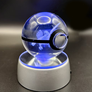 Sfera di Cristallo K9 <span class=keywords><strong>Poke</strong></span> Mon Ball 50mm, Nuovo Design, Decorazione Artistica per la Casa con Base LED, Vendita all'Ingrosso - Product Image 1