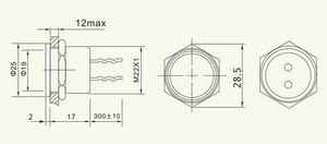 Interruptor Piezoelétrico Momentâneo Subaquático de Aço Inoxidável 316, 22mm, IP68 - Product Image 4