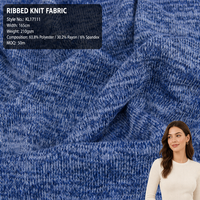 Tissu jersey en polyester et coton brossé, maille slub 210g, extensible, respirant, résistant à l'abrasion, pour t-shirt, sous-vêtement, vêtements de détente