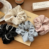 IFOND Maßgefertigter OEM Perlen-Umwickelter Großer Satin-Scrunchie Mehrfarbig Einfarbig Großhandel Damen Braut Formell Täglich Luxus Haargummi