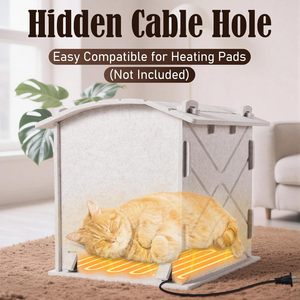 Casa para Gatos de Fieltro, <span class=keywords><strong>Cueva</strong></span> Calefactada, Cubierta, Portátil, Resistente a Arañazos, Aislamiento Térmico, Diseño Moderno y Elegante para Animales Pequeños - Product Image 2