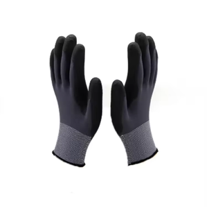 加密技术高柔性灰色尼龙材料丁腈哑光涂层手掌强力抓地力安全耐磨手套 - Product Image 5