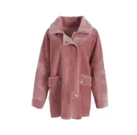 Abrigo de piel sintética rosa para mujer, abrigo de piel de gran tamaño Popular para invierno 2019
