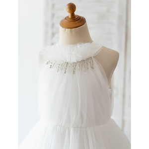 Robe de demoiselle d'honneur en tulle ivoire, style princesse, longueur au sol, pour enfants, respirante, pour les fêtes - Product Image 2