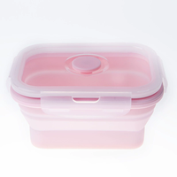 Boîte à lunch rectangulaire pliable en silicone colorée avec couvercle verrouillable 350 500 800 1200ml, récipient alimentaire pliable compatible micro-ondes
