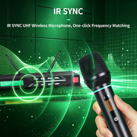 Système de microphone sans fil UHF portable XTUGA KM10 professionnel avec anneau lumineux LED, micro dynamique cardioïde XLR pour KTV