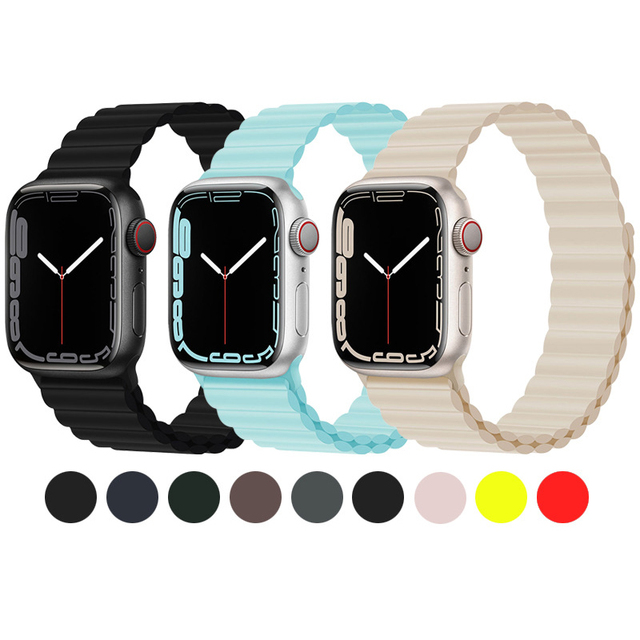 Smart Bracelet Replacement Strap for Apple Watch 38mm 40mm 42mm 44mm Pure Color Magnetic Loop Silicone Watch Band